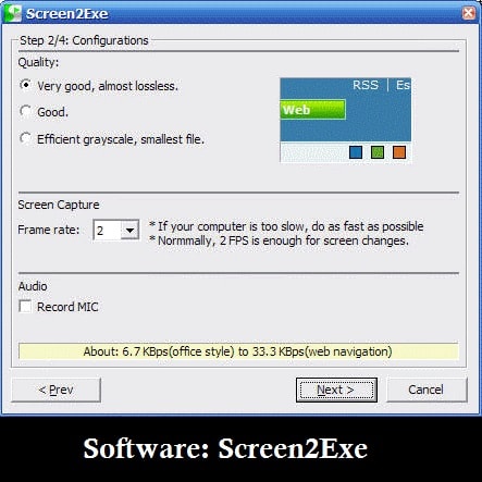 Software: Screen2exe