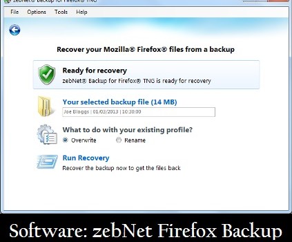 Software: zebNet Firefox Backup